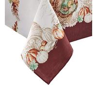 Elrene Bordered Fabric Tablecloth for Fall/Harvest/Thanksgiving, Polyester, Multi Color, 84" x 60" (Rectangular)