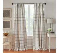 Elrene Home Fashions Brighton Windowpane Plaid Blackout Window Curtain, Living Room and Bedroom Drape with Rod Pocket Tabs, 52" x 84", Black, 1 Panel