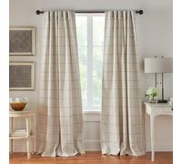 Elrene Home Fashions Brighton Windowpane Plaid Blackout Window Curtain, Living Room and Bedroom Drape with Rod Pocket Tabs, 52" x 84", Linen, 1 Panel