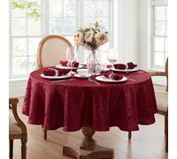 Elrene Home Fashions Caiden Elegance Damask Tablecloth, 60" x 84" Oval, Cranberry