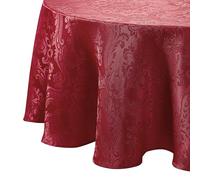 Elrene Home Fashions Caiden Elegance Damask Waterproof, Stain & Wrinkle Resistant Fabric Tablecloth, 70" Round, Red