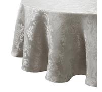 Elrene Home Fashions Caiden Elegance Damask Waterproof, Stain & Wrinkle Resistant Fabric Tablecloth, 90" Round, Silver