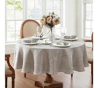 Elrene Damask Tablecloth, Polyester, Silver, 90" (Round)