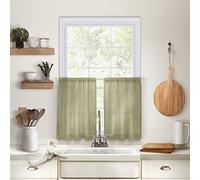 Elrene Home Fashions Cameron Linen Tier Curtains, 30" W x 24" L Each (Set of 2 Tiers), Sage Green