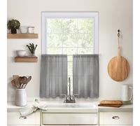 Elrene Home Fashions Cameron Linen Tier Curtains, 30" W x 36" L Each (Set of 2 Tiers), Gray