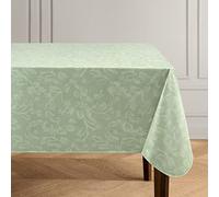 Elrene Home Fashions Camile Floral Damask-Scroll Water- and Stain-Resistant Vinyl Tablecloth with Flannel Backing, 60 Inches X 102 Inches, Rectangle, Sage