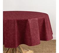 Elrene Home Fashions Camile Floral Damask-Scroll Water- and Stain-Resistant Vinyl Tablecloth with Flannel Backing, 60 Inches X 84 Inches, Oval, Brick