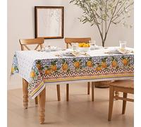 Elrene Home Fashions Capri Lemon Double-Bordered Mediterranean Spring/Summer Fabric Tablecloth, Rectangle, 60 inches X 102 inches