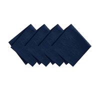 Elrene Home Fashions Continental Solid Texture Water and Stain Resistant Fabric Dining Napkins, Set of 4, 17"x17", Navy