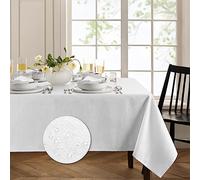 Elrene Home Fashions Continental Solid Texture Water and Stain Resistant Tablecloth, 60"X102" Rectangle, White