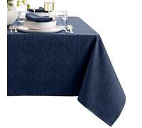 Elrene Home Fashions Continental Solid Texture Water, Stain & Wrinkle Resistant Tablecloth, 60"X102" Rectangle, Navy
