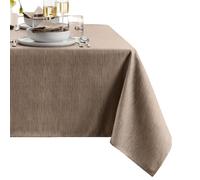 Elrene Home Fashions Continental Solid Texture Water, Stain & Wrinkle Resistant Tablecloth, 60"X120" Rectangle, Taupe
