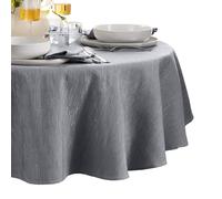 Elrene Home Fashions Continental Solid Texture Water, Stain & Wrinkle Resistant Tablecloth, 60"X84" Oval, Gray