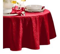 Elrene Home Fashions Continental Solid Texture Water, Stain & Wrinkle Resistant Tablecloth, 60"X84" Oval, Red
