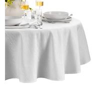 Elrene Home Fashions Continental Solid Texture Water, Stain & Wrinkle Resistant Tablecloth, 60"X84" Oval, White