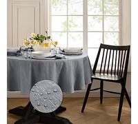Elrene Home Fashions Continental Solid Texture Water, Stain & Wrinkle Resistant Tablecloth, 60"X84" Oval, Gray