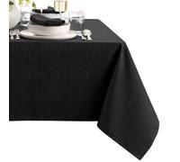 Elrene Home Fashions Continental Solid Texture Water, Stain & Wrinkle Resistant Tablecloth, 60"X84" Rectangle, Black