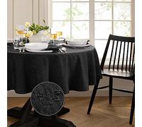 Elrene Home Fashions Continental Solid Texture Water, Stain & Wrinkle Resistant Tablecloth, 70" Round, Black