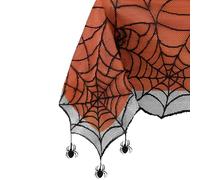 Elrene Home Fashions Crawling Halloween Spider Lace Lined Tablecloth, 60" x 84", Black/Orange