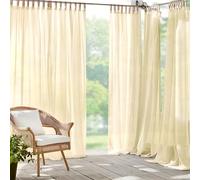 Elrene Home Fashions Darien Weatherproof Tab-Top Sheer Solid Color Indoor/Outdoor Curtain Panel for Porch, Pergola, Patio, Deck, 52”W x 95”L, Natural