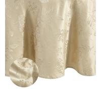 Elrene Home Fashions Elegant Woven Leaves Jacquard Damask Tablecloth, 70" x 70", Round, Taupe