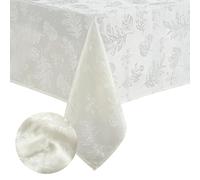 Elrene Home Fashions Elegant Woven Leaves Jacquard Damask Wrinkle Resistant Tablecloth, 60" x 144", Oblong, Ivory