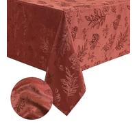 Elrene Home Fashions Elegant Woven Leaves Jacquard Damask Wrinkle Resistant Tablecloth, 60" x 84", Oblong, Spice Red