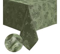 Elrene Home Fashions Elegant Woven Leaves Jacquard Damask Wrinkle Resistant Tablecloth for Fall/Harvest/Thanksgiving, 60" x 120", Rectangle, Olive