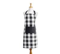 Elrene Home Fashions Farmhouse Living Buffalo-Check Kitchen Apron with Pocket, 28" x 33", Black/White