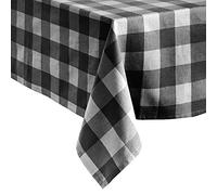 Elrene Home Fashions Farmhouse Living Buffalo-Check Tablecloth, 52" x 70", Black/White