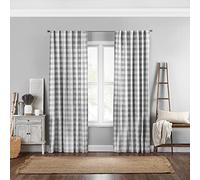 Elrene Home Fashions Farmhouse Living Buffalo-Check Window Curtain Panel, (Gray), (52X84)