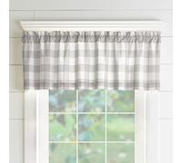 Elrene Home Fashions Farmhouse Living Buffalo Check Window Kitchen Valance, 60" x 15" (1, Gray/White