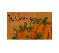 Elrene Home Fashions Farmhouse Living Coir Outdoor Doormat, Natural Entry Mat, Front Door Decor, 18" x 30", Welcome Pumpkin