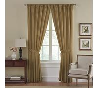 Elrene Faux Silk Room Darkening & Energy Efficient Rod Pocket Window Curtain Solid, Gold, 52 in x 84 in (1 Panel)