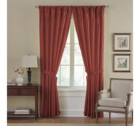 Elrene Home Fashions Faux Silk Room Darkening & Energy Efficient Rod Pocket Window Curtain Solid, Red, 52 in x 108 in (1 Panel)
