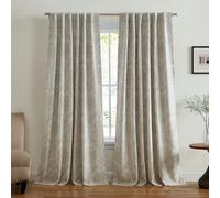 Elrene Home Fashions Giovanni Medallion Block Print Blackout Lined Window Curtain Panel, 52"x95", Natural