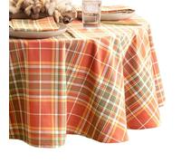 Elrene Home Fashions Hawley Plaid Fall/Harvest/Thanksgiving Cotton Oval Tablecloth, 60"x84"
