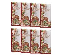Elrene Home Fashions Holiday Turkey Bordered Fall Napkins, Seasonal Fall Cloth Napkins, 17" x 17", Set of 8