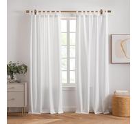 Elrene Home Fashions Indoor/Outdoor Solid UV Protectant Tab Top Single Window Curtain Panel Drape for Patio, Pergola, Porch, Deck, Lanai, and Cabana Matine White 52"x95" (1 panel)