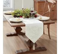 Elrene Home Fashions Jacquard Holiday Fabric, Polyester, Ivory, 13" x 70" (Table Runner)