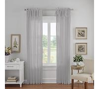 Elrene Home Fashions Jolie Crushed Semi-Sheer Window Curtain, Adjustable Tie-Top Single Panel, 52" x 108" (1 Panel), Gray