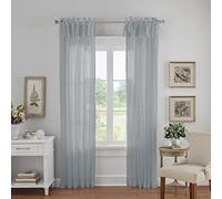 Elrene Home Fashions Jolie Crushed Semi-Sheer Window Curtain, Adjustable Tie-Top Single Panel, 52" x 84" (1 Panel), Soft Blue