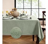 Elrene Home Fashions Laurel Solid Texture Water and Stain Resistant Table Cloth Tablecloth, 60''X102'' Rectangle, Sage
