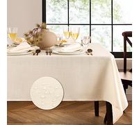 Elrene Home Fashions Laurel Solid Texture Water and Stain Resistant Table Cloth Tablecloth, 60''X84'' Rectangle, Ivory