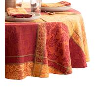 Elrene Home Fashions Maplewood Leaf Jacquard Fall/Harvest/Thanksgiving Cotton Round Tablecloth, 70"x70"