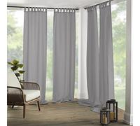 Elrene Home Fashions Matine Solid Tab-Top Indoor/Outdoor Curtain Panel, 52 inches X 84 inches, Gray