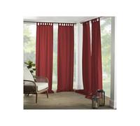 Elrene Home Fashions Matine Solid Tab-Top Indoor/Outdoor Curtain Panel, 52 inches X 84 inches, Red