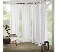 Elrene Home Fashions Matine Solid Tab-Top Indoor/Outdoor Curtain Panel, 52 inches X 84 inches, White