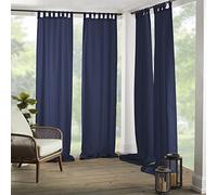 Elrene Home Fashions Matine Weatherproof Tab-Top Indoor/Outdoor Solid Color Curtain Panel for Porch, Pergola, Patio, Deck, 52”W x 84”L, Blue
