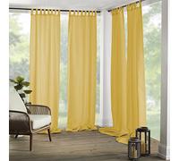 Elrene Home Fashions Matine Weatherproof Tab-Top Indoor/Outdoor Solid Color Curtain Panel for Porch, Pergola, Patio, Deck, 52”W x 84”L, Yellow